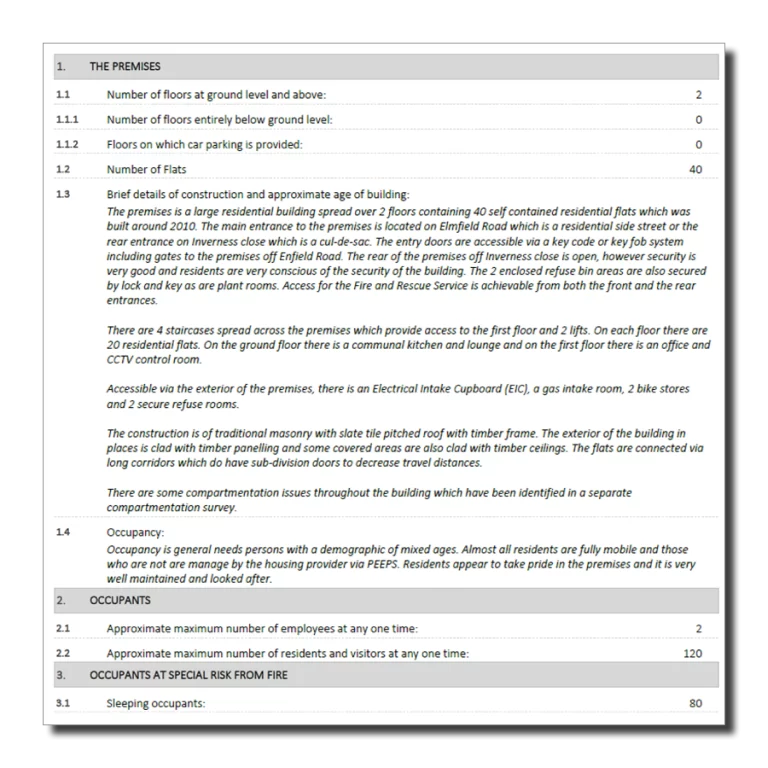 Fire Risk Assessment A